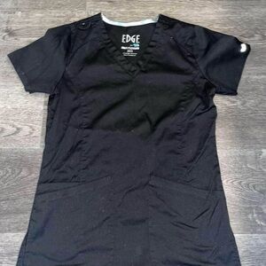 Edge Black V-Neck Scrub Top